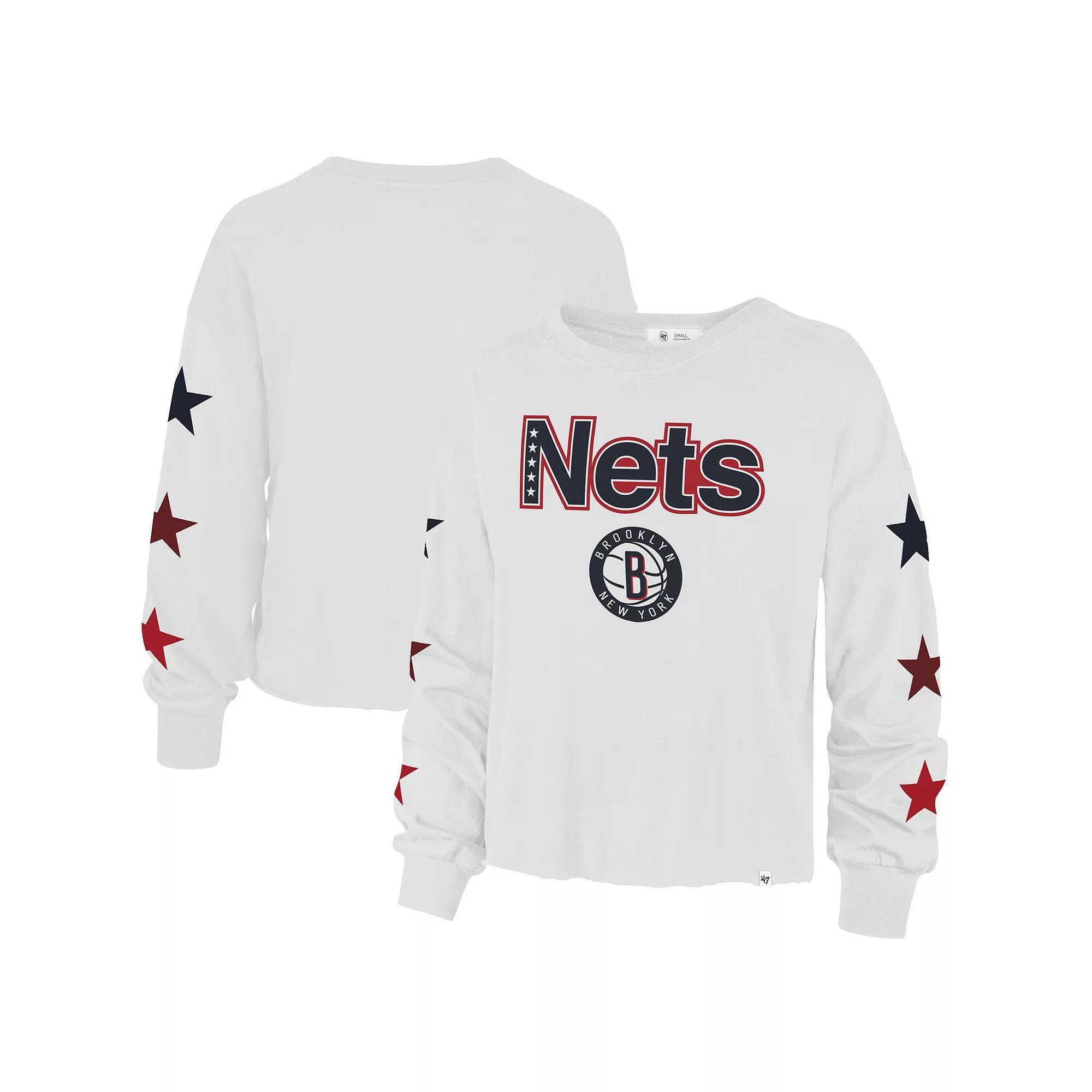Women's '47 White Brooklyn Nets 2021/22 City Edition Call Up Parkway Long Sleeve T-Shirt, Size: XL Product Image