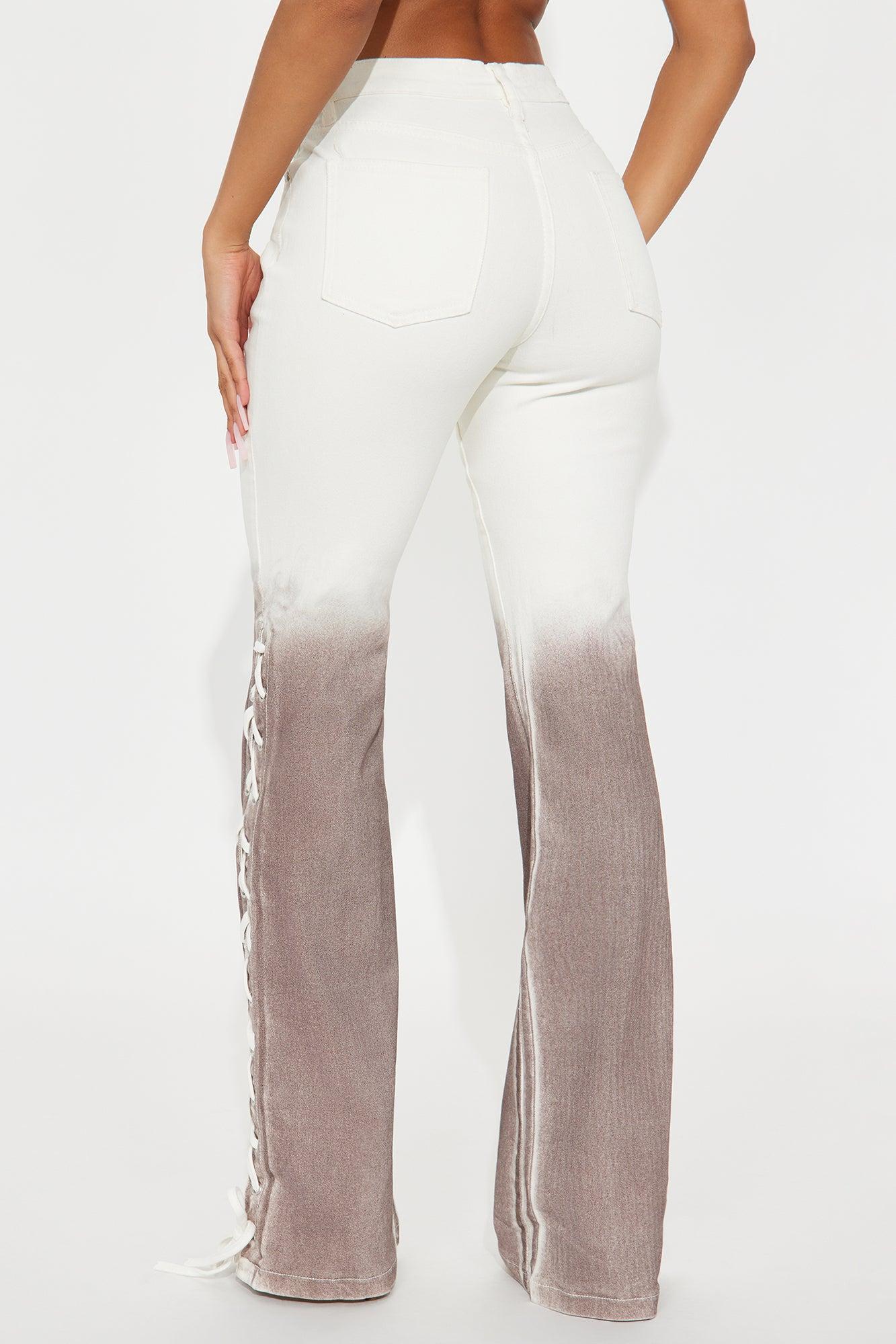 Voulez Vous Lace Up Flare Jeans - White Product Image