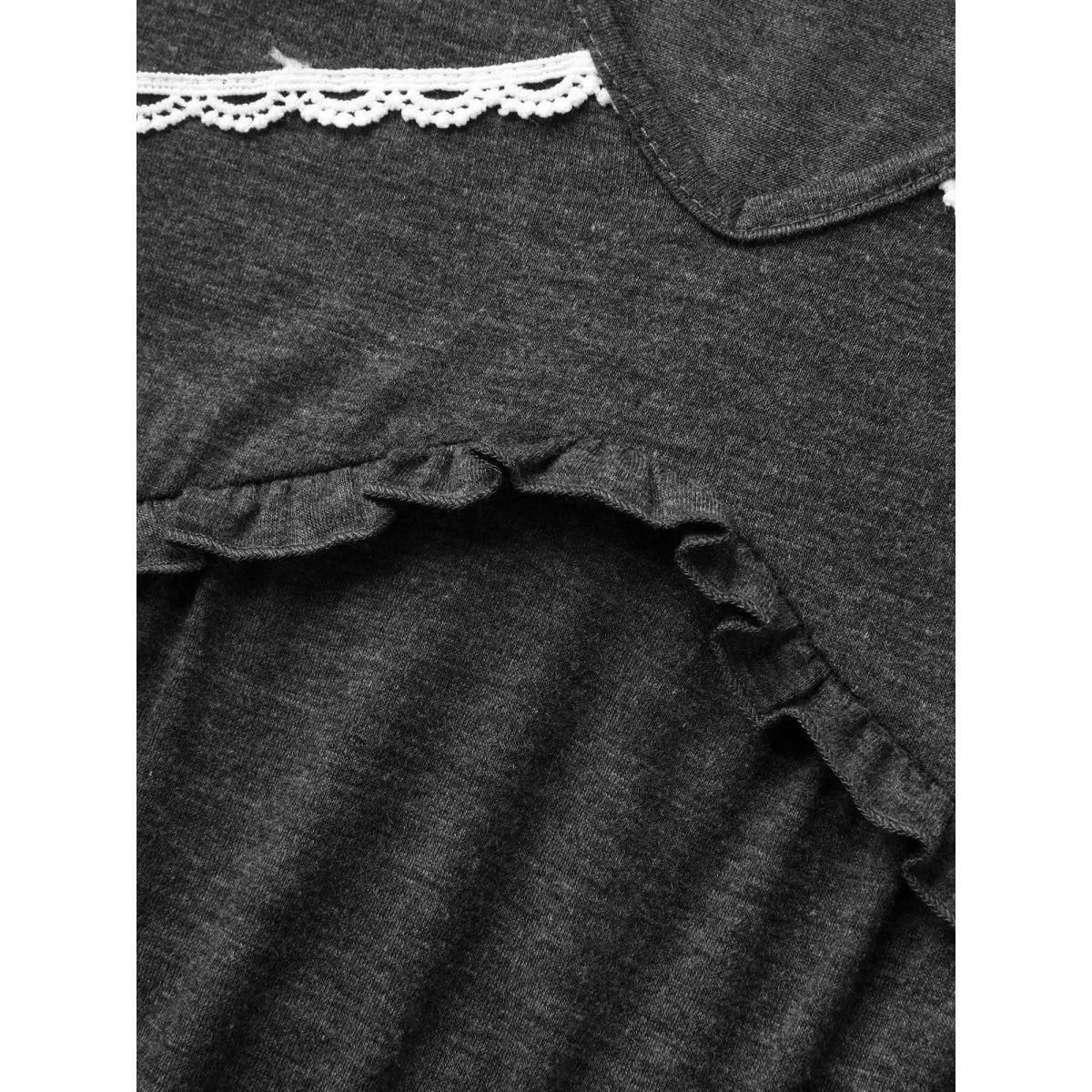 Plus Size Lace Trim V-Neck Tank Top Women DimGray Wraparound straps V-neck Everyday-Casual Tank Tops Camis BloomChic 26/4X Product Image