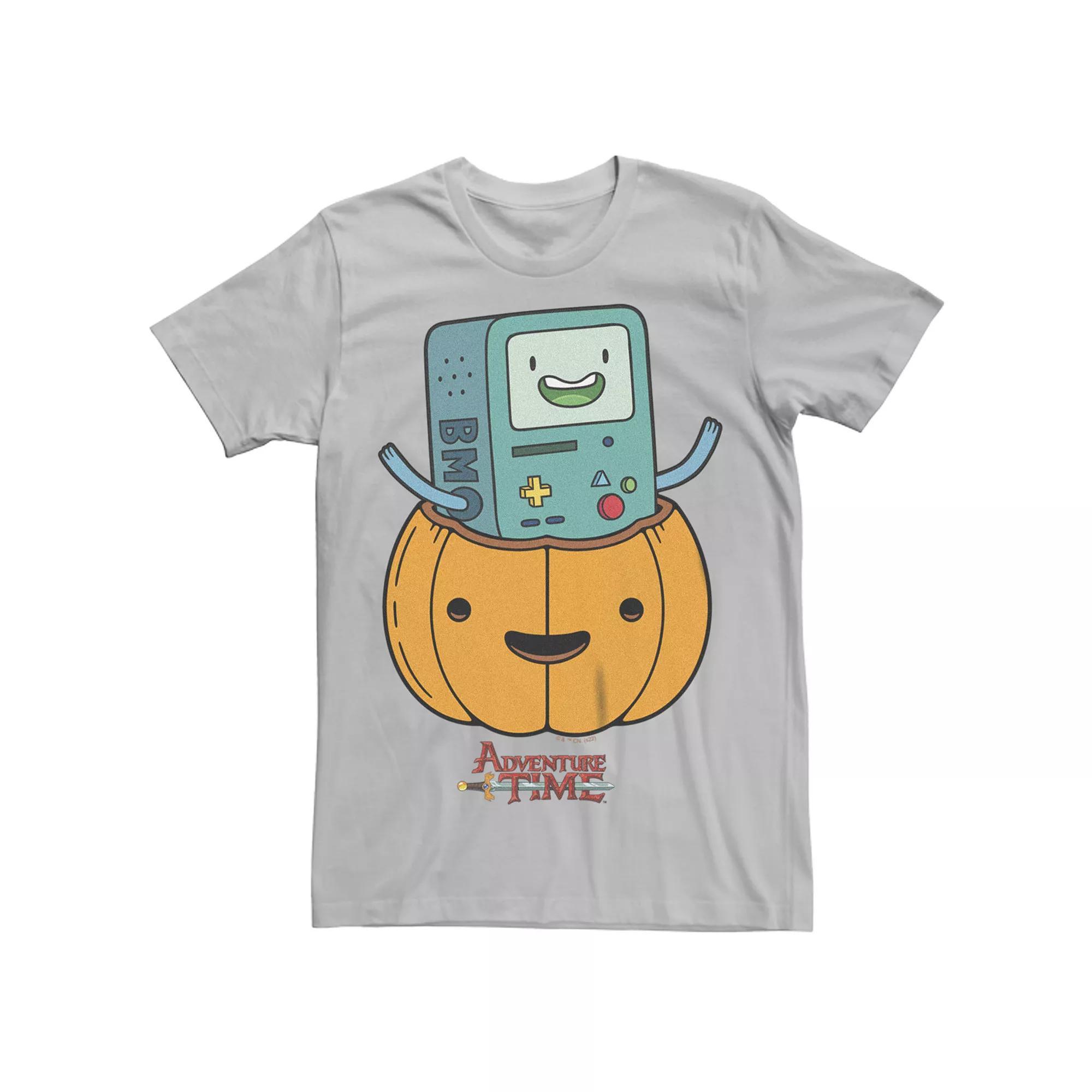 Men's Adventure Time Halloween BMO Jack-o'-lantern Graphic Tee, Size: Large, Silver Product Image