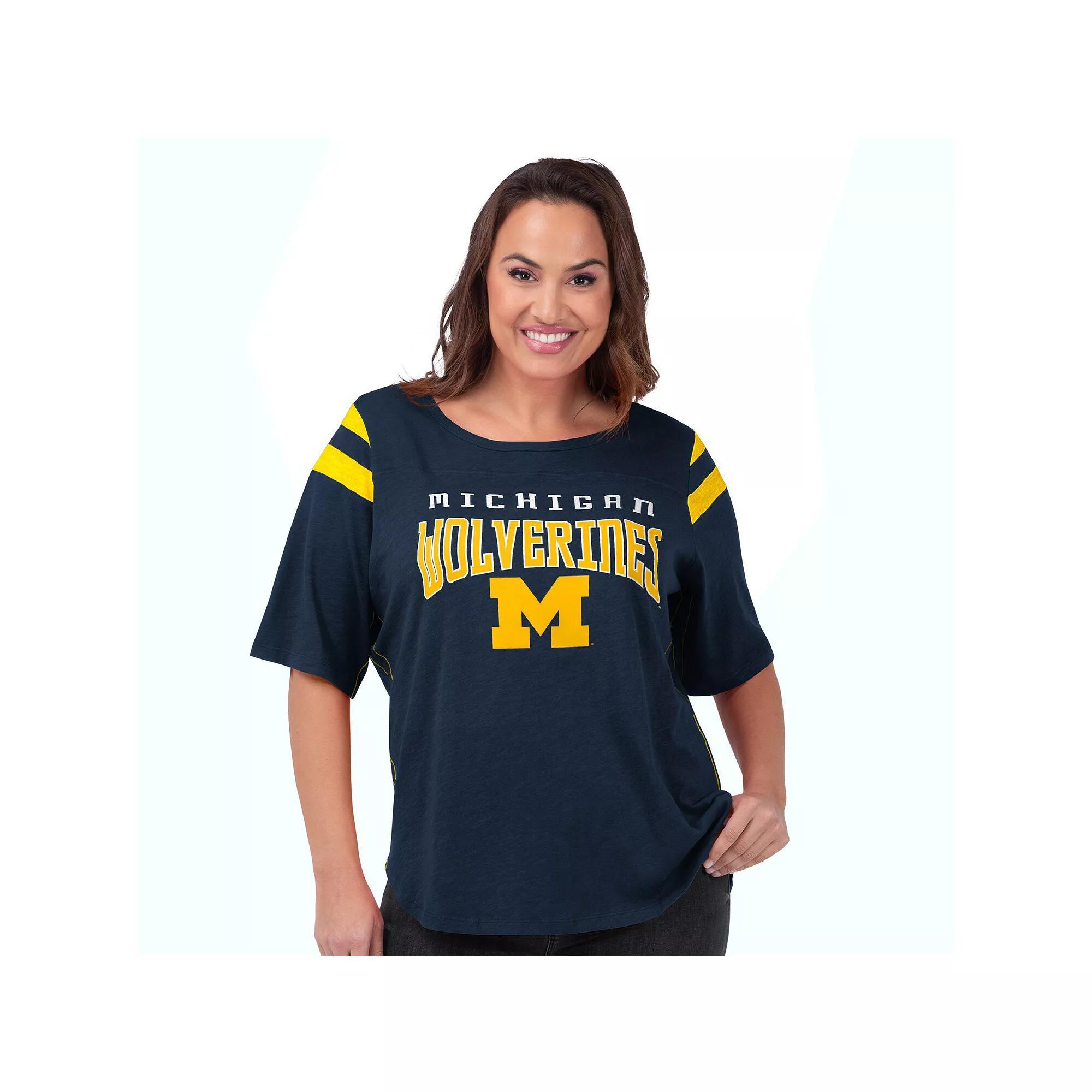 Women's G-III 4Her by Carl Banks Navy Michigan Wolverines Linebacker T-Shirt, Size: 1XL, Blue Product Image