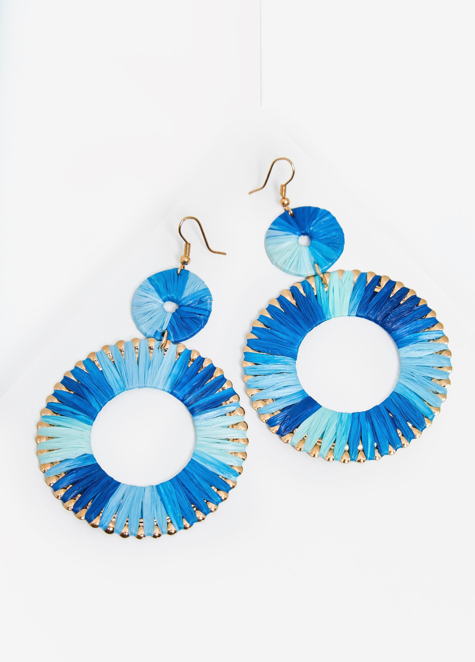 Ombre Raffia Wrapped Ring Earrings Product Image