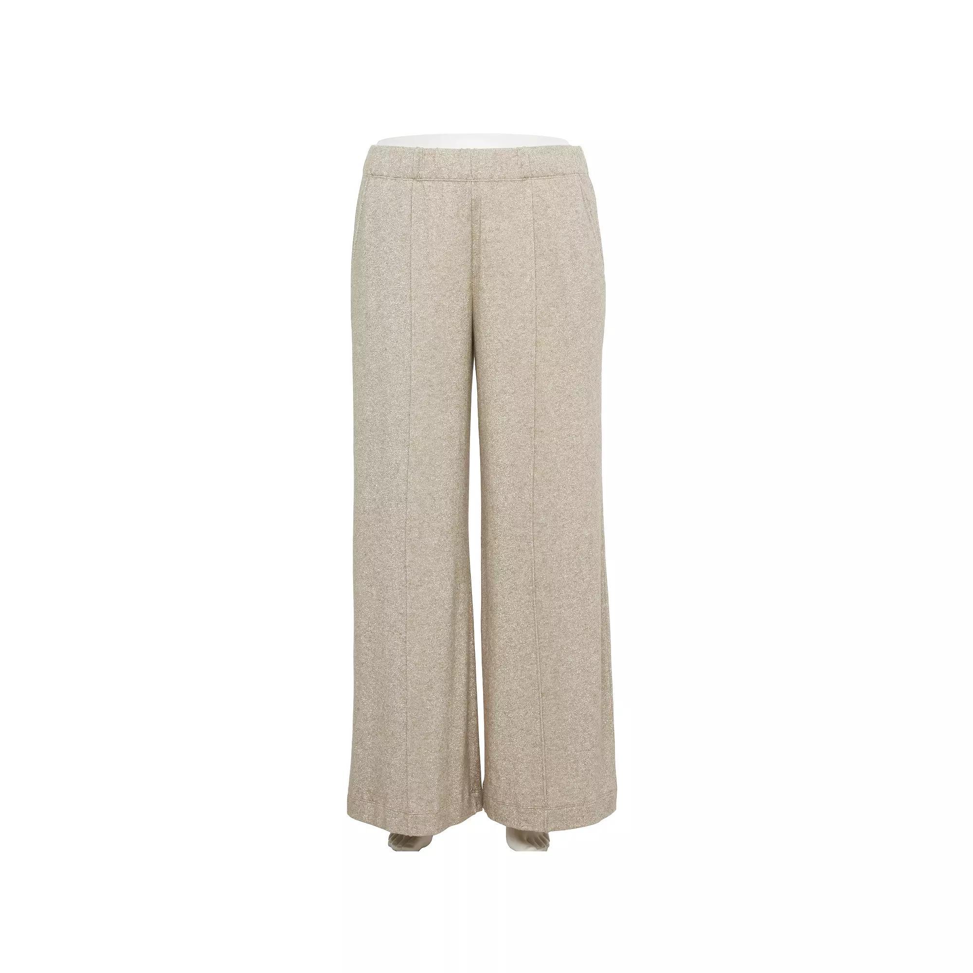 Plus Size LC Lauren Conrad Super High Rise Pintuck Knit Pants, Womens Brown Sparkle Product Image