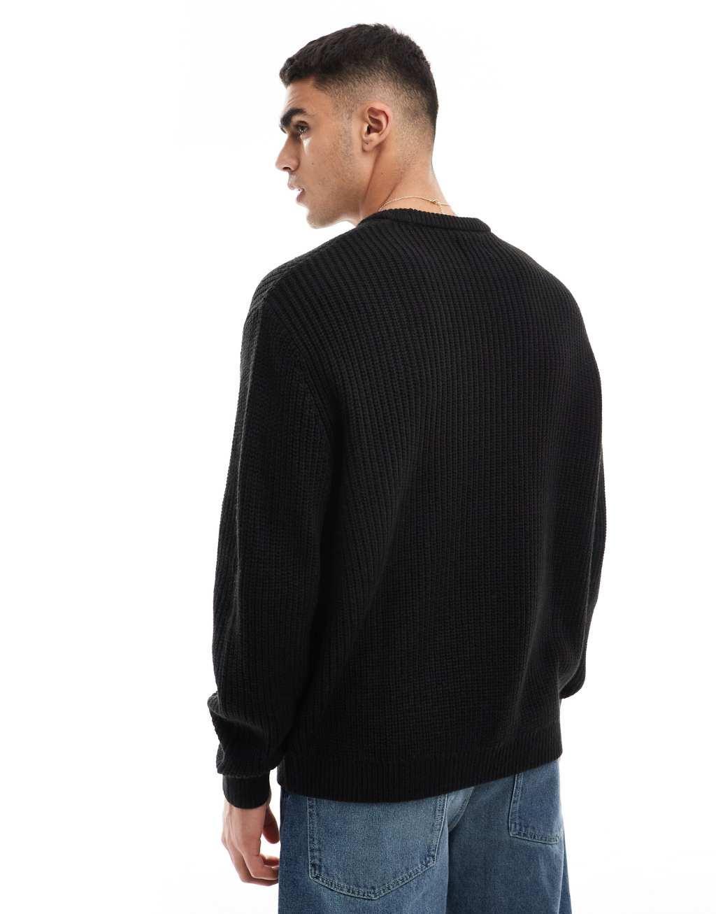ASOS DESIGN knit oversized rib sweater in black Product Image