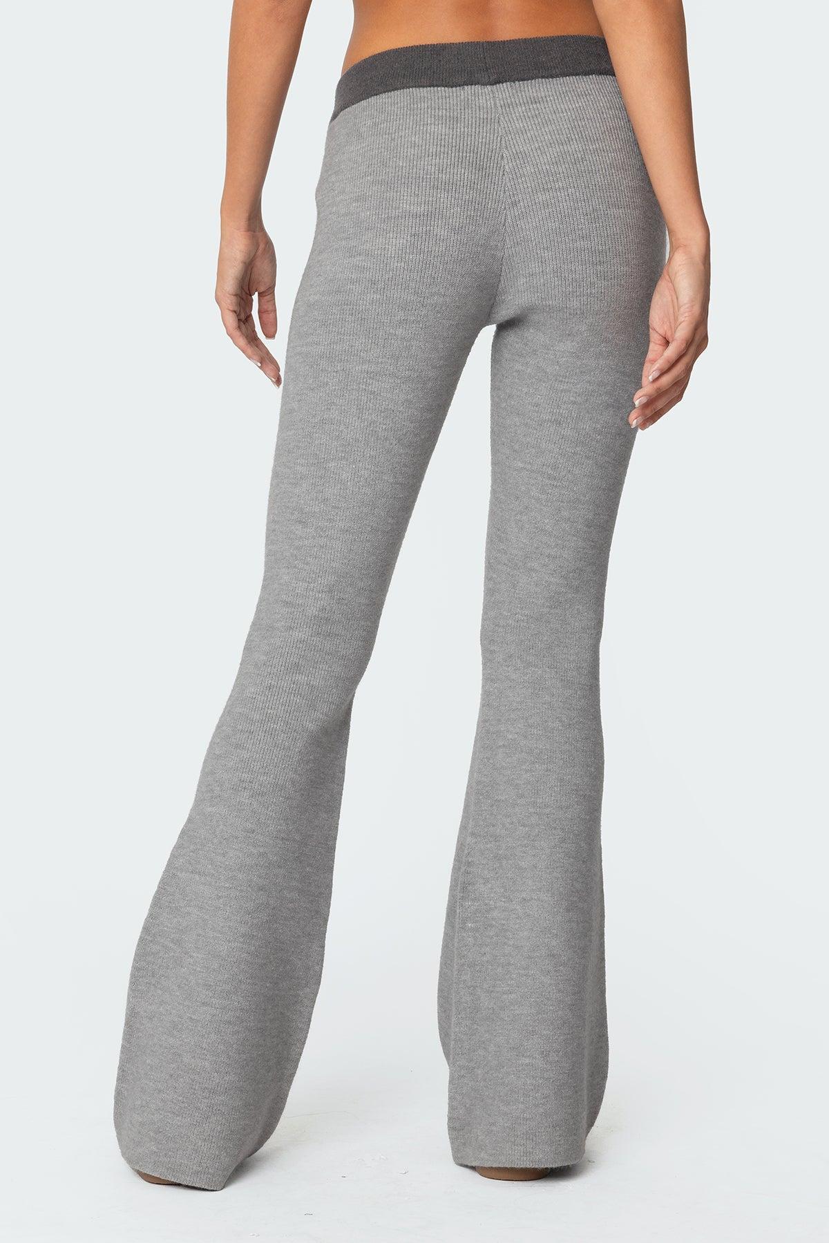 Lei Contrast Knit Flared Pants Product Image