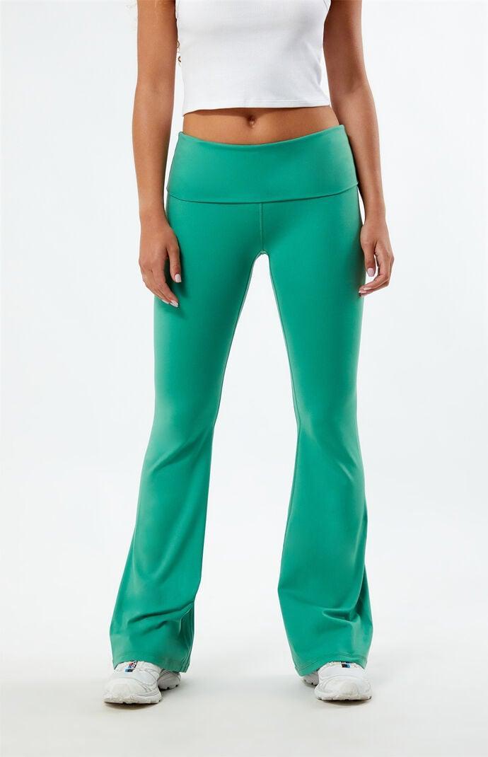 PAC 1980 Womens PAC WHISPER Active Fold-Over Waistband Flare Yoga Pants - Product Image