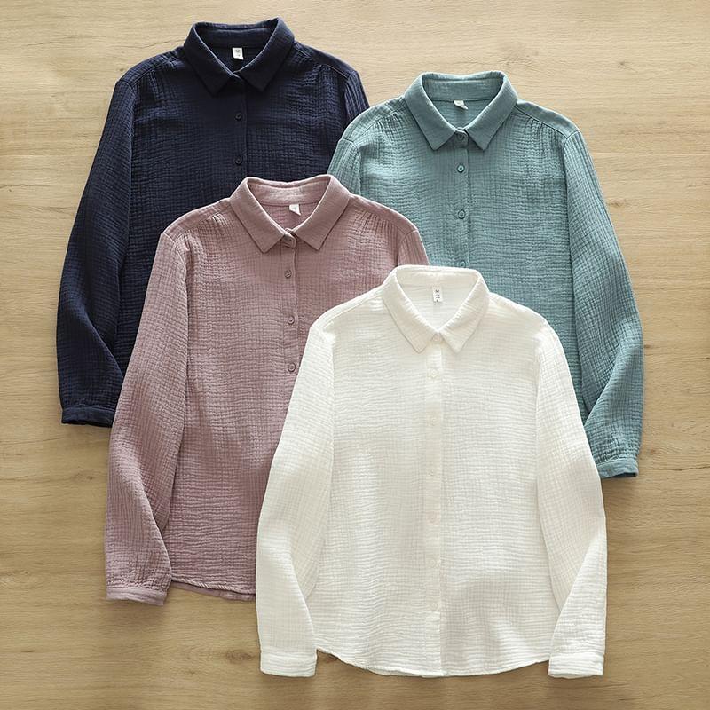 Long-Sleeve Plain Shirt Product Image