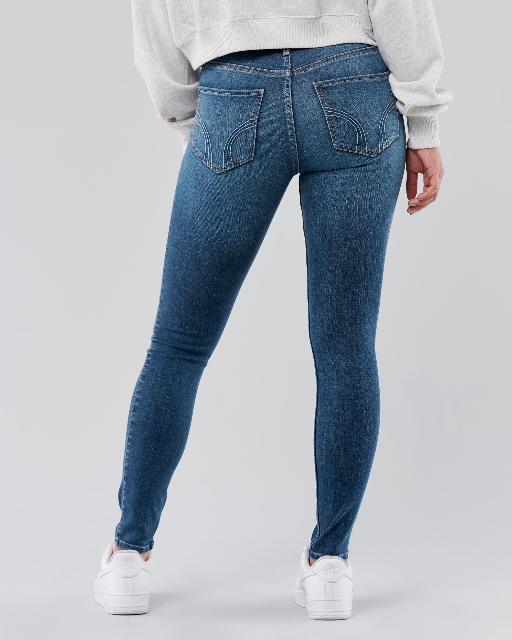 High-Rise Ripped Medium Wash Super Skinny Jeans Product Image