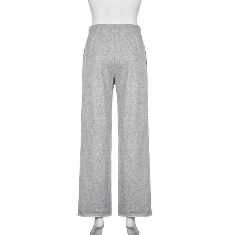 Drawstring Waist Melange Loose Fit Sweatpants Product Image