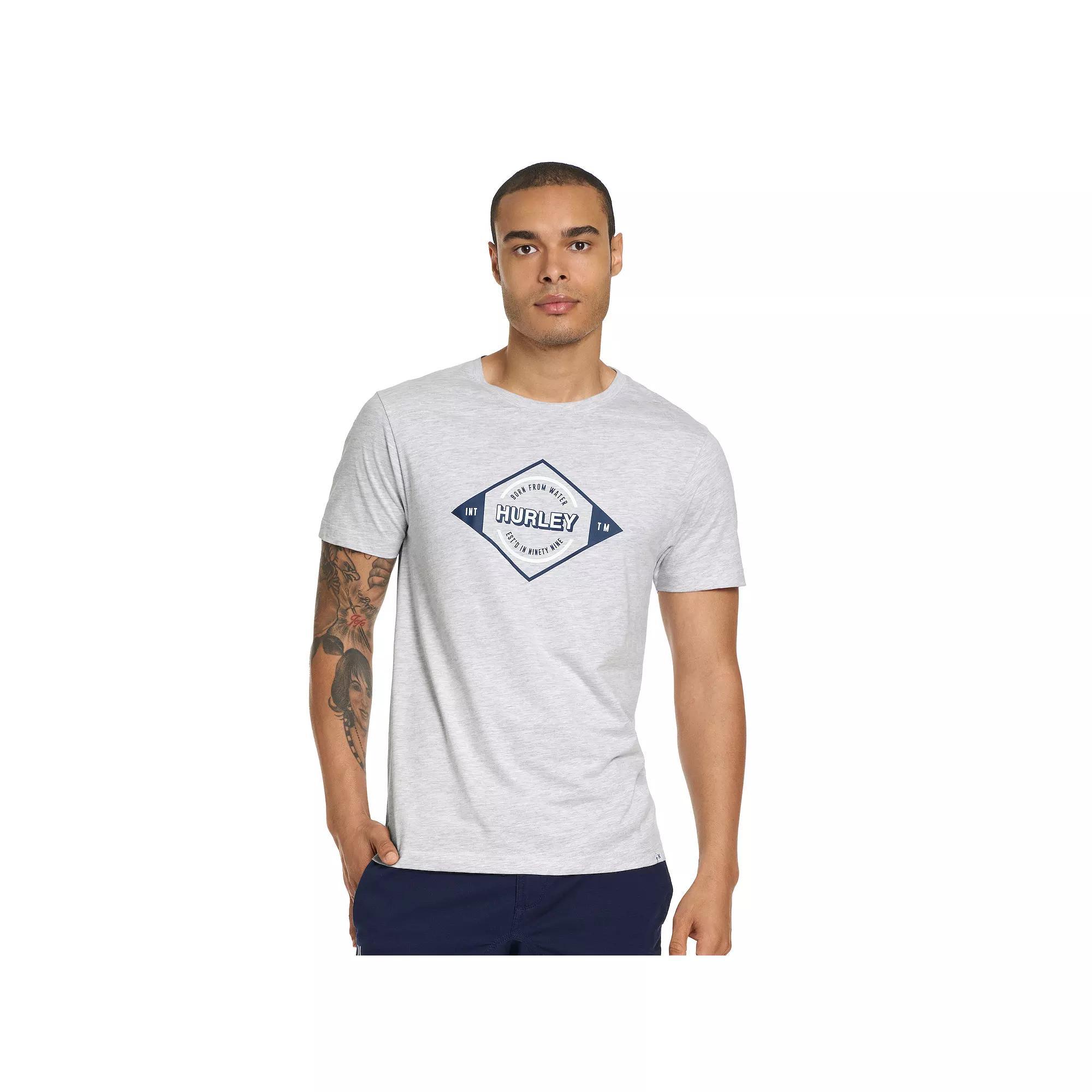 Men's Hurley Front Graphic Tee, Size: XS, Light Grey Gray Product Image
