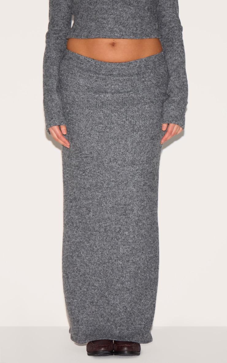 Plus Charcoal Textured Ribbed Maxi Skirt Product Image