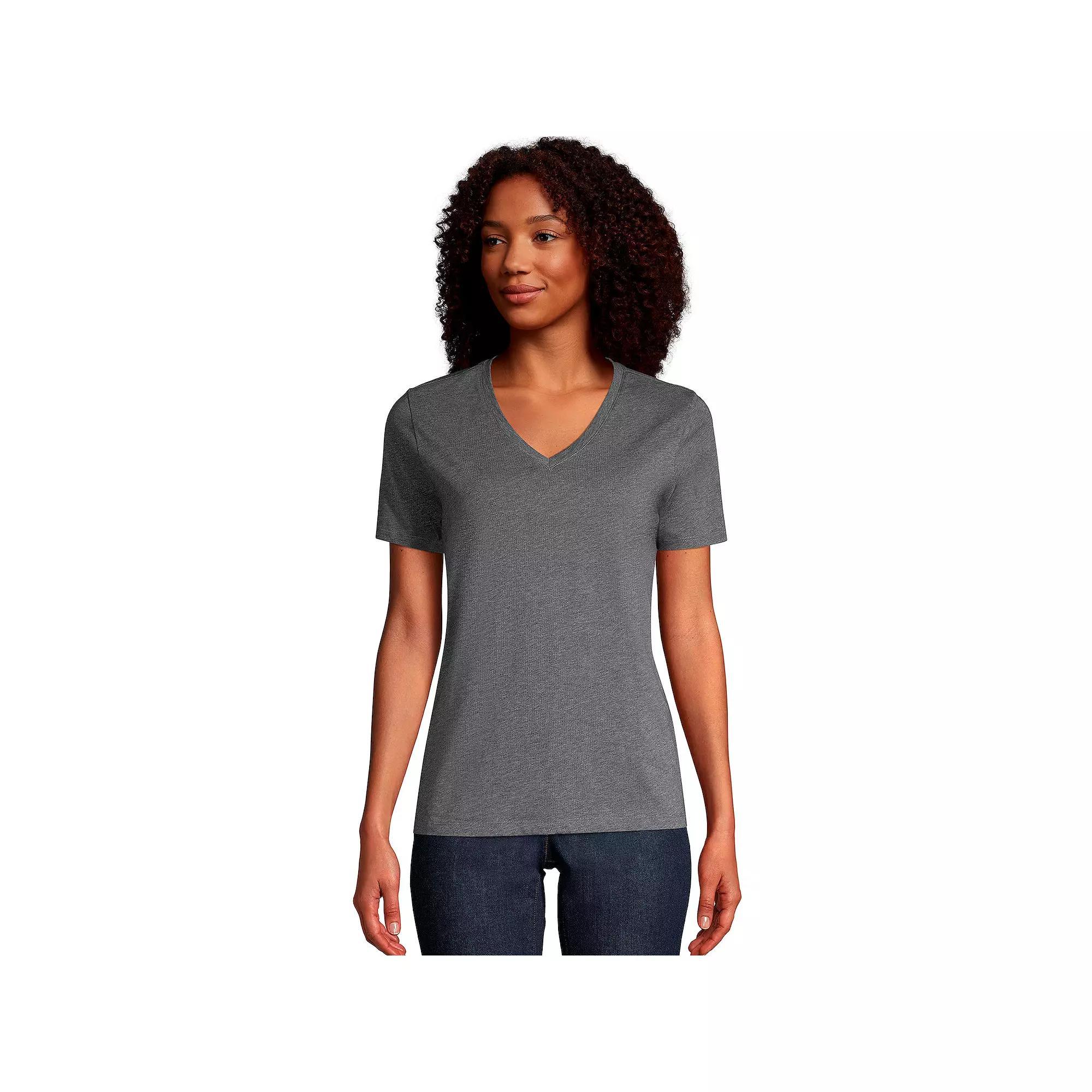 Womens Lands End Relaxed-Fit Supima Cotton V-Neck Tee Product Image