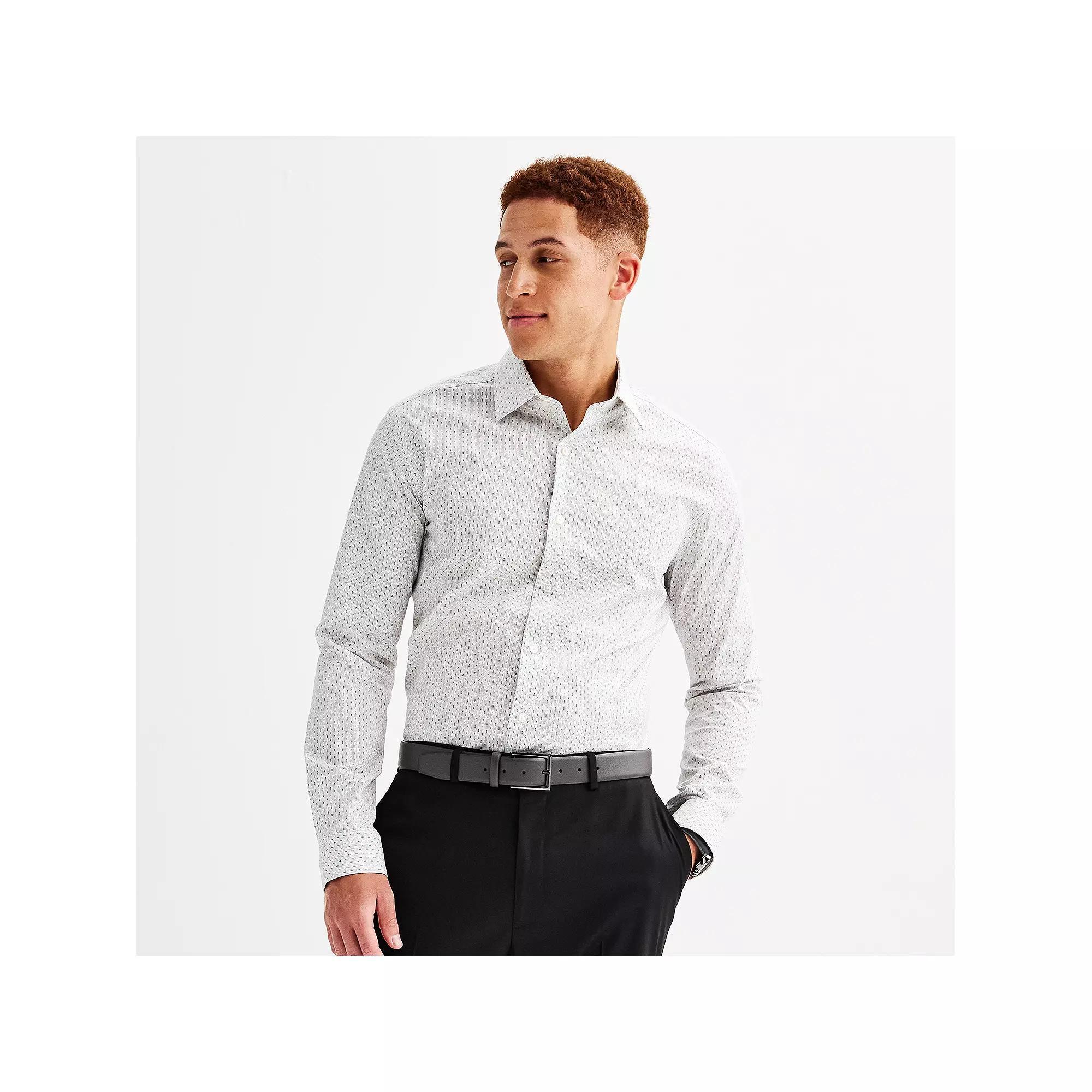 Men's Apt. 9® Premier Flex Extra-Slim Fit Wrinkle Resistant Dress Shirt, Size: Large-32/33, White Dot Geo Product Image