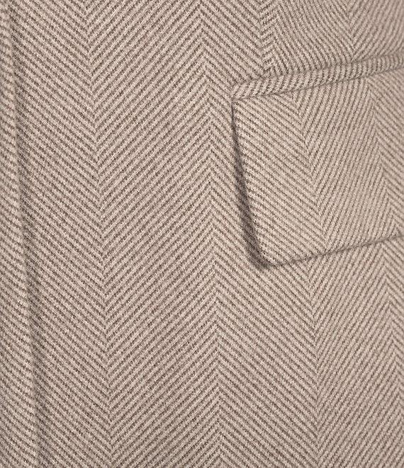 Calvin Klein Novelty Herringbone Notch Lapel Long Sleeve One-Button Jacket Product Image