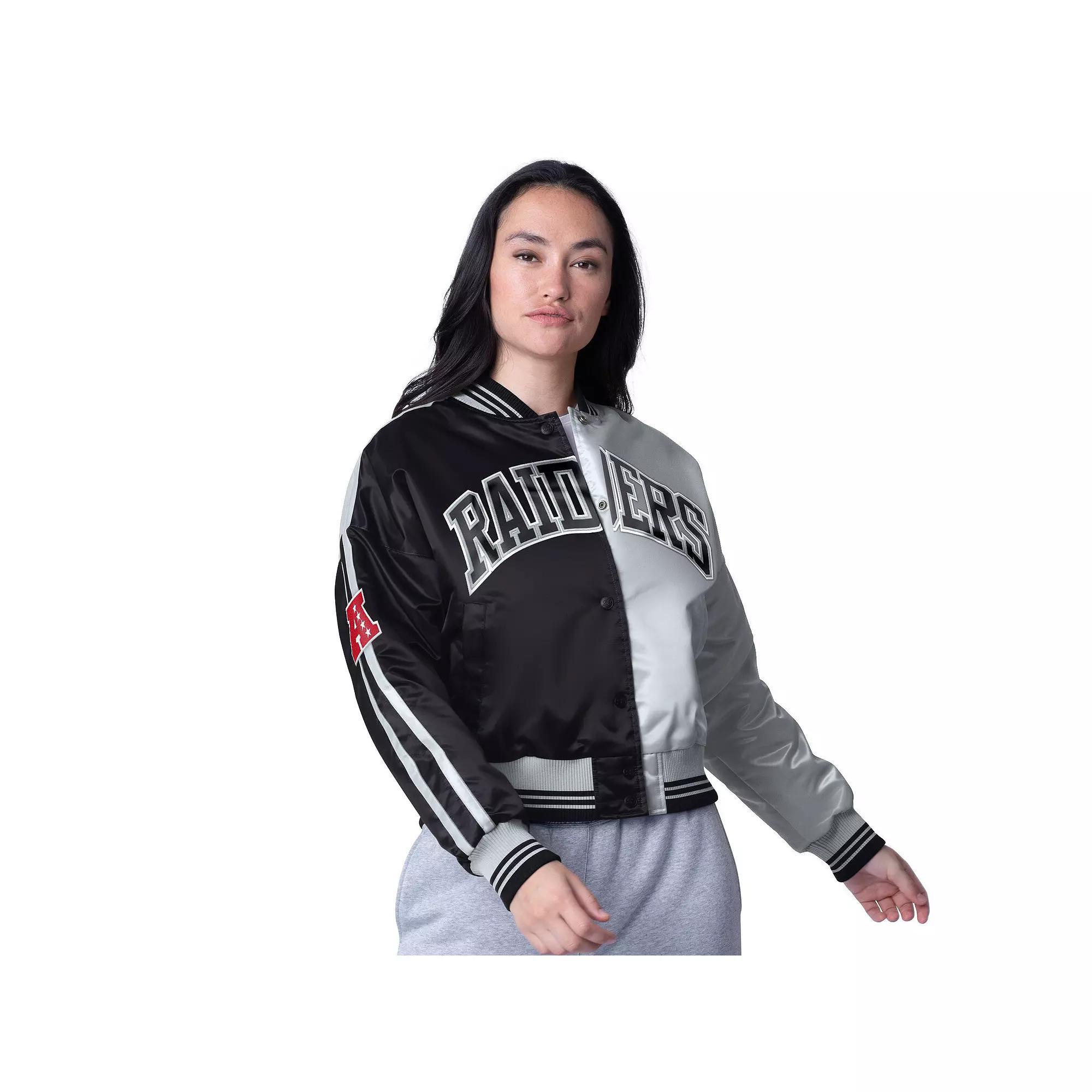 Women's Starter  Powder Blue/Gold Los Angeles Chargers Zone Blitz Cropped Full-Snap Satin Jacket, Size: Large, Light Product Image