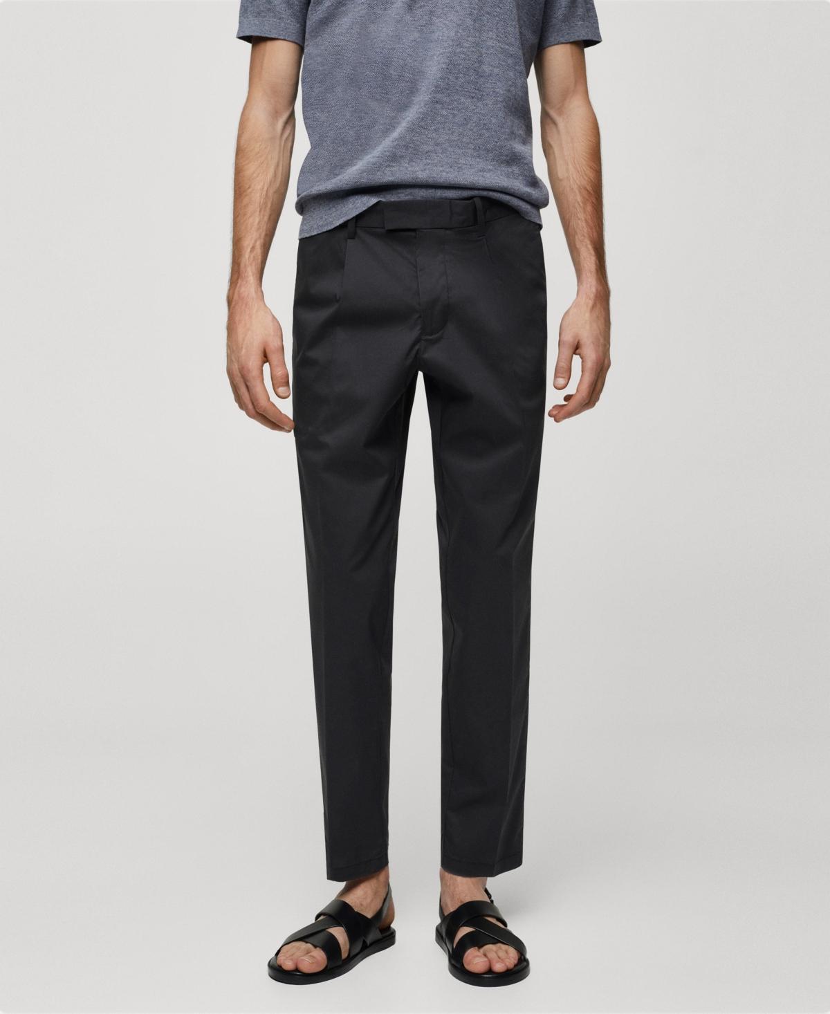 Mango Mens Slim-Fit Cotton Pleated Pants Product Image