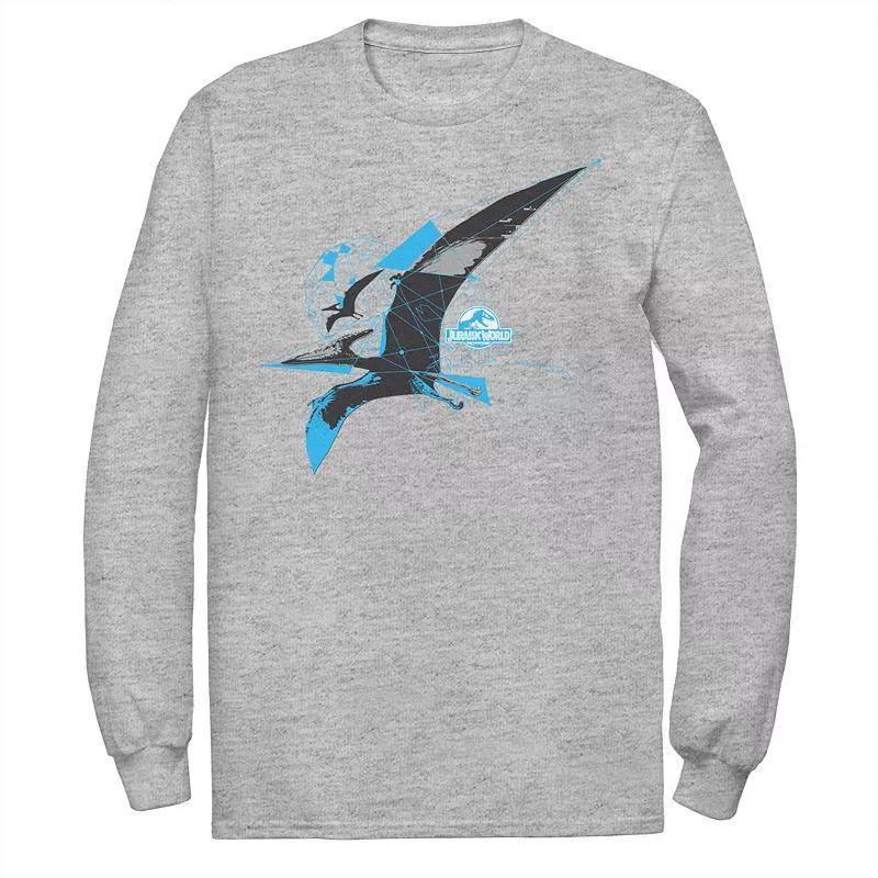 Men's Jurassic World Pterodactyl Geometric Poly Long Sleeve Graphic Tee, Size: Medium, Athletic Grey Product Image