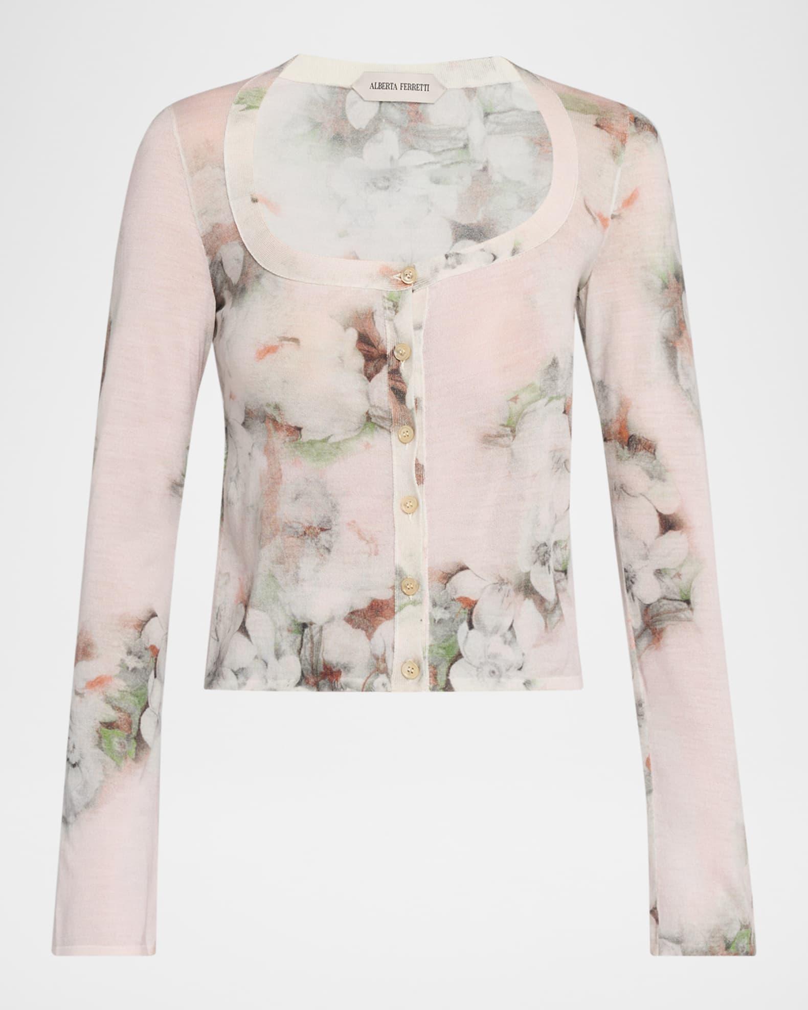 Printed Lightweight Merino Wool Cardigan Product Image