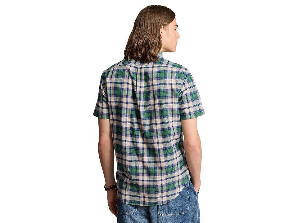 Mens Plaid Cotton Short-Sleeve Oxford Shirt Product Image