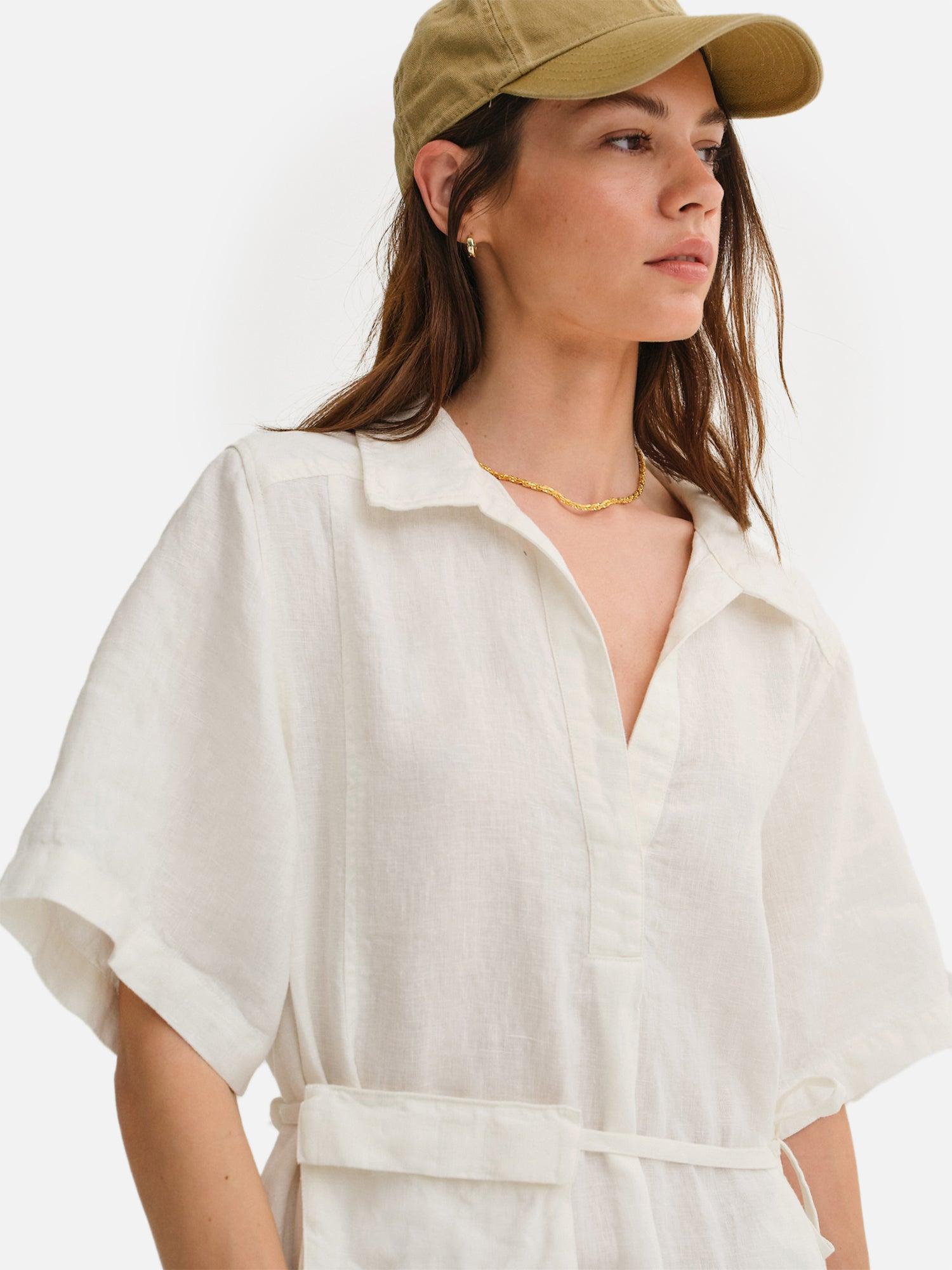 Organic Linen Belt Maxi Dress Female Product Image