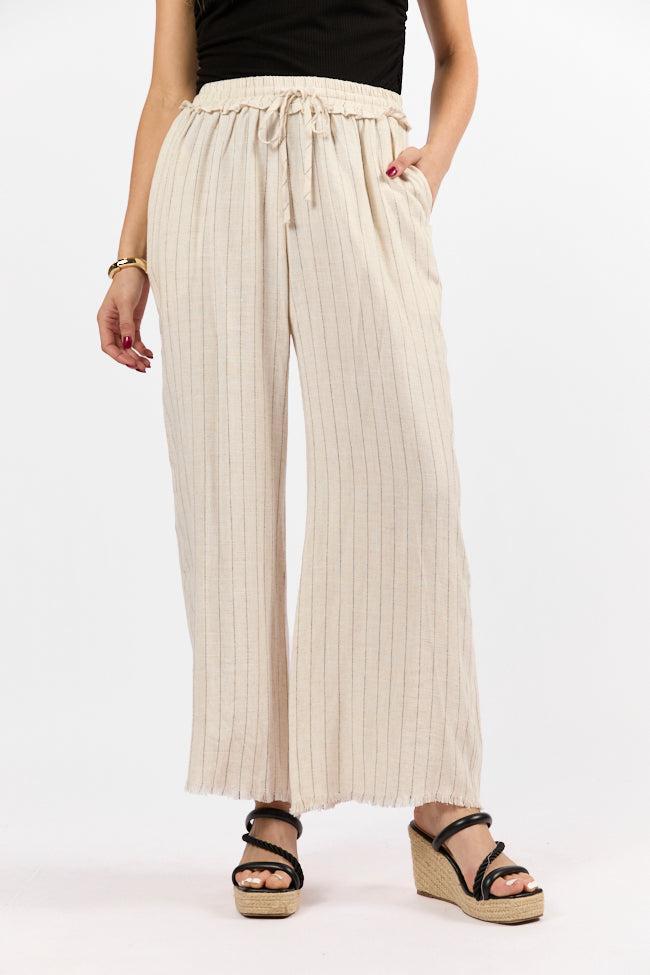 Full Sail Beige Linen Blend Striped Pants SALE Product Image