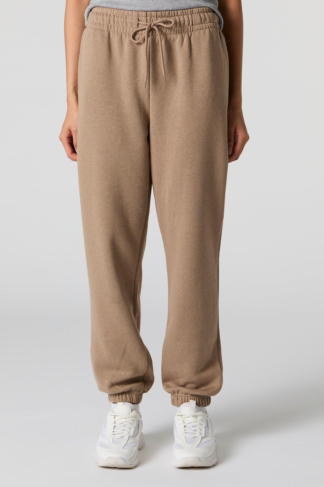 High Rise Solid Fleece Jogger Female Product Image