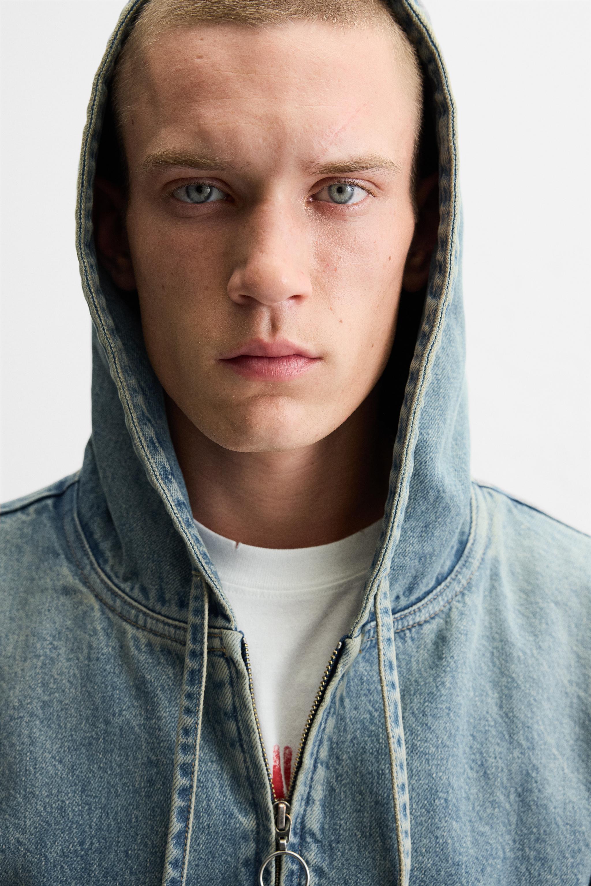 DENIM HOODED SWEATSHIRT Product Image