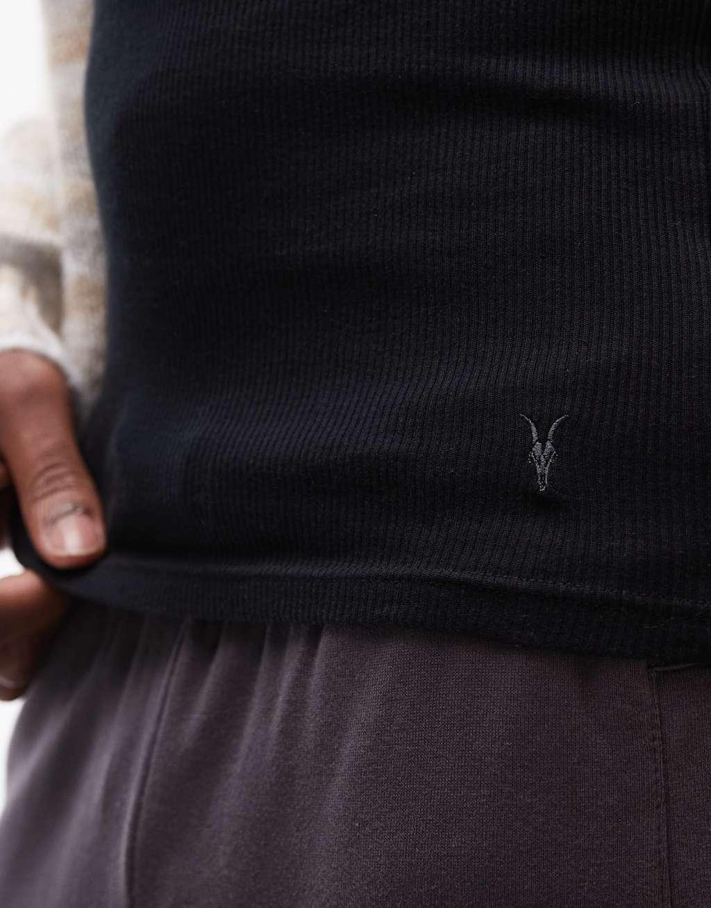 AllSaints 2-pack ribbed tank top in black Product Image