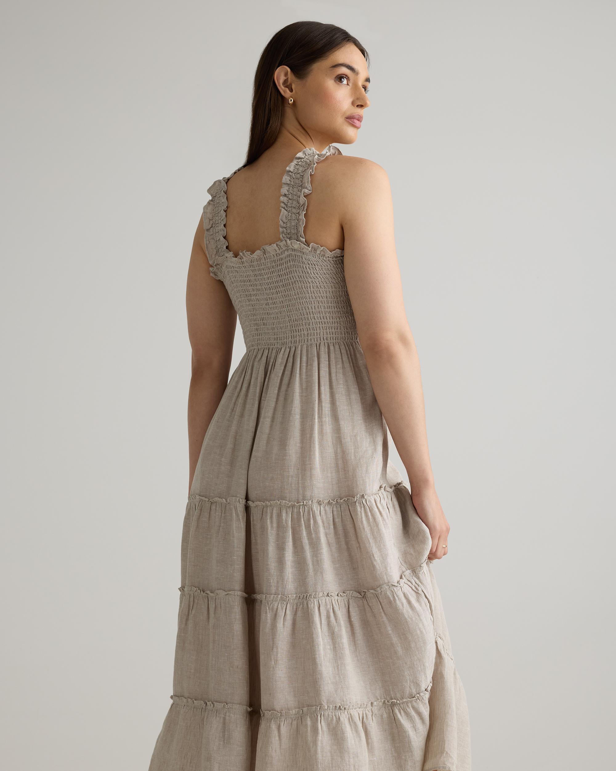 Quince | Women's 100% European Linen Smocked Midi Dress Size XS Product Image