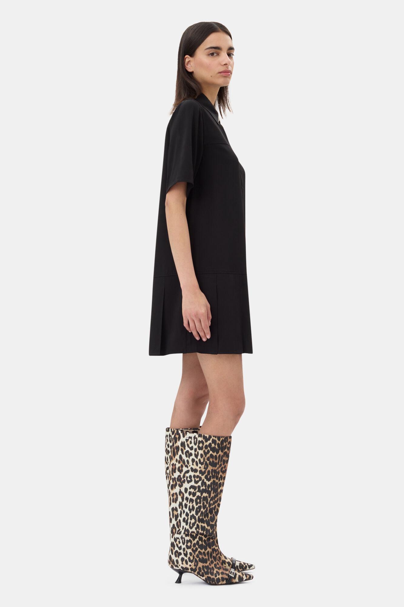 Black Viscose Twill Mini Dress Product Image