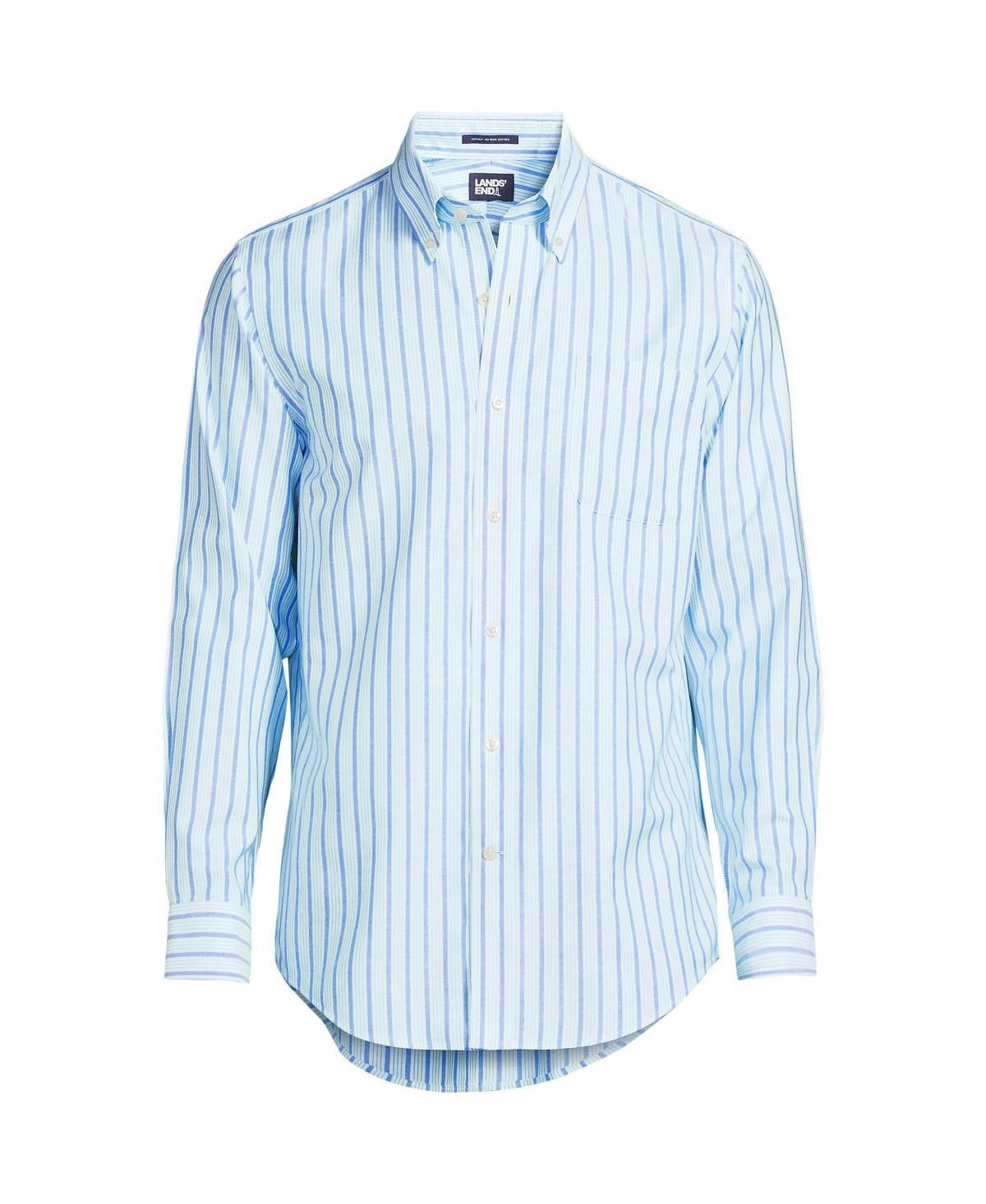 Lands End Mens Pattern No Iron Supima Oxford Dress Shirt - Royal cobalt Product Image