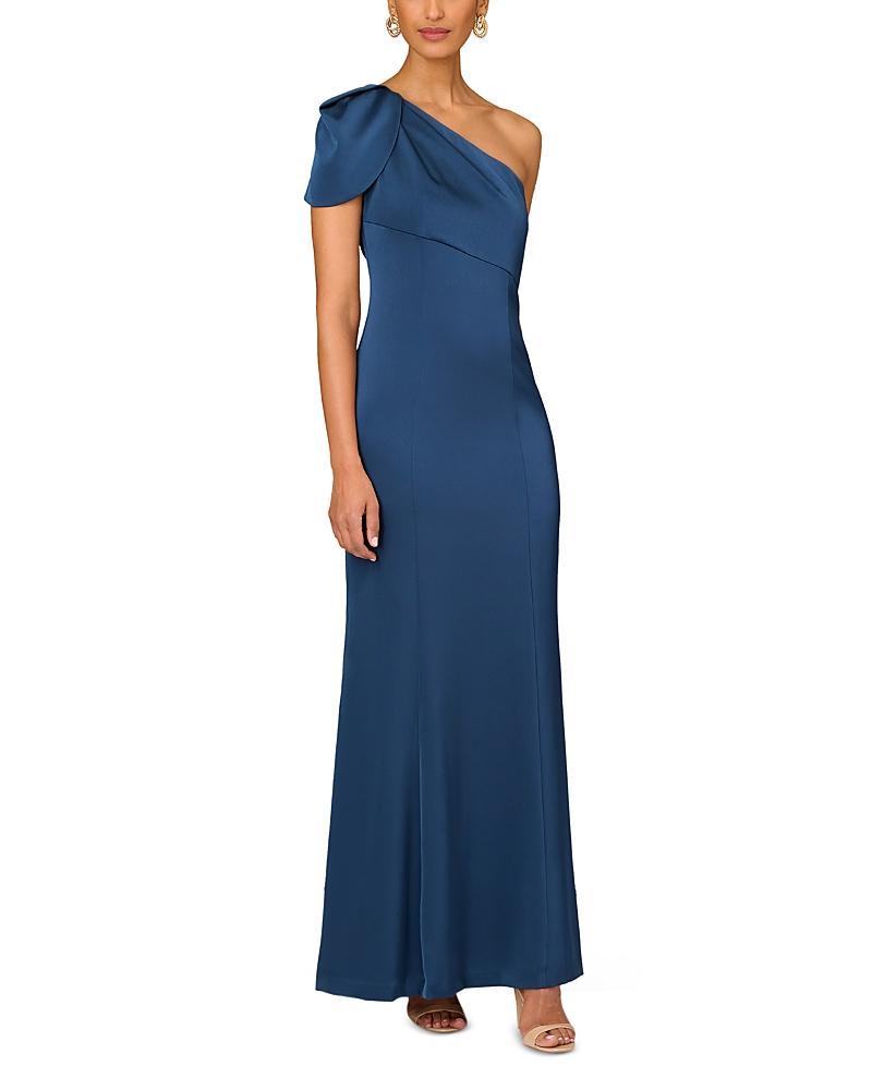 Aidan Mattox Draped One Shoulder Short Sleeve Mermaid Gown Product Image