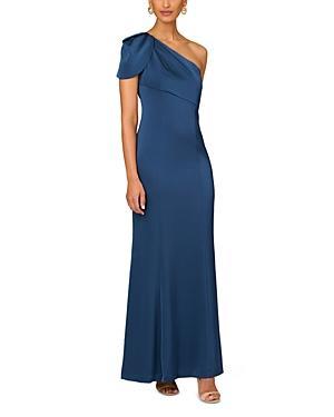 Aidan Mattox Draped One Shoulder Short Sleeve Mermaid Gown Product Image