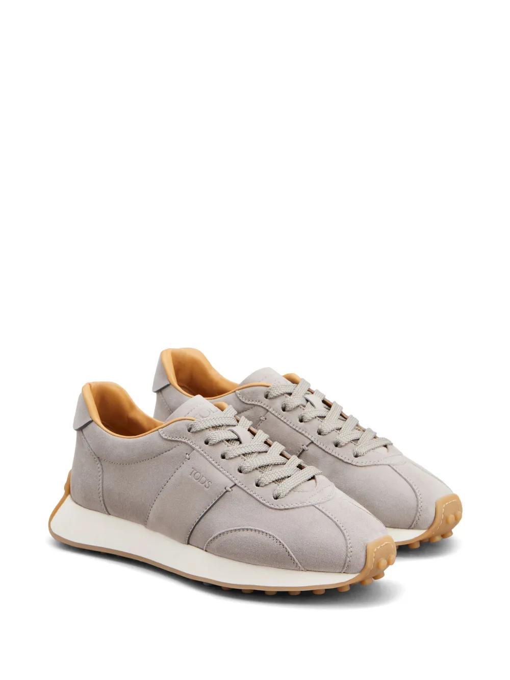 TOD'S Logo-stamp Suede Lace-up Sneakers In Grey Product Image