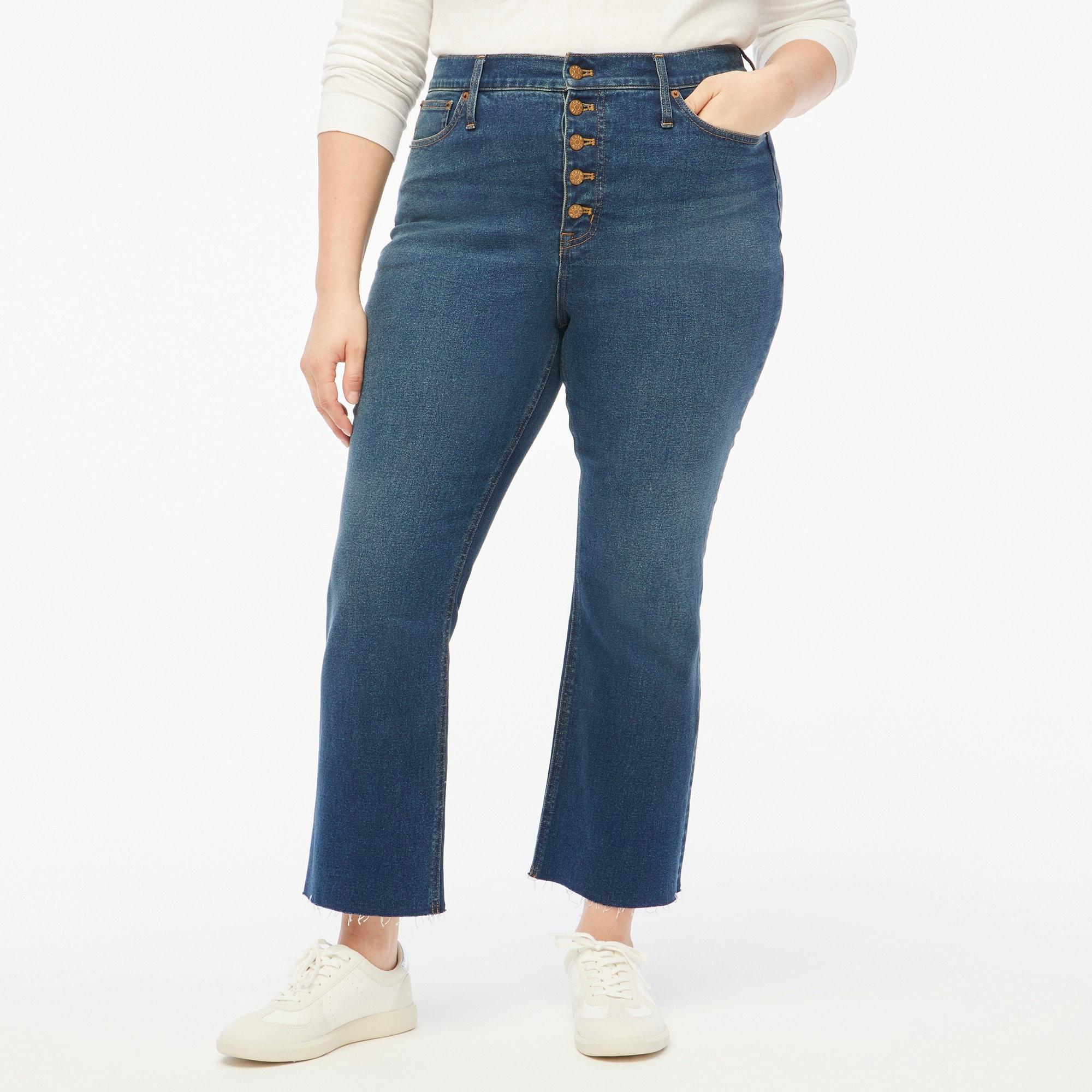 High-rise flare crop jean with button fly in all-day stretch Product Image