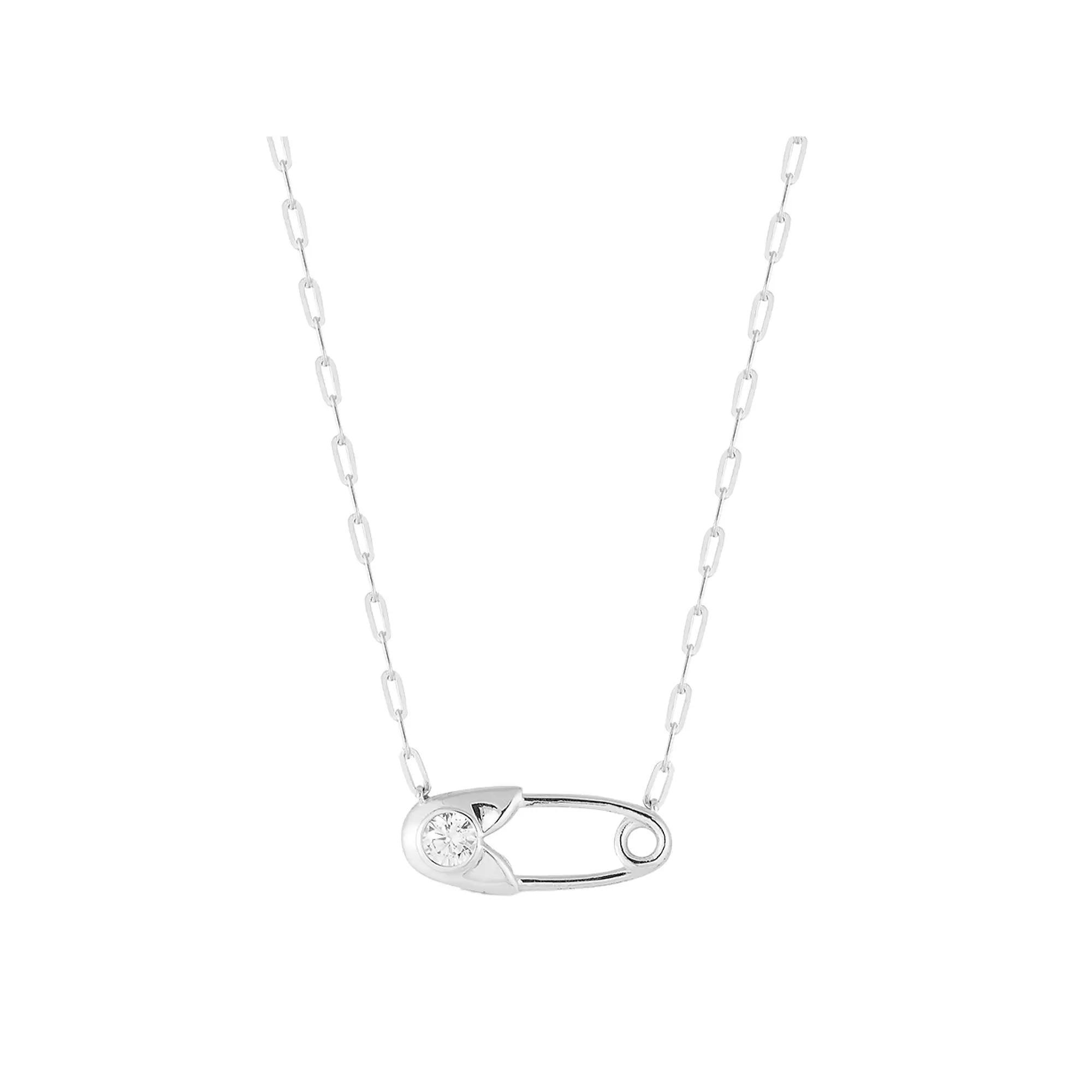 Sunkissed Sterling Cubic Zirconia Safety Pin Necklace, Women's, Silver Tone Product Image