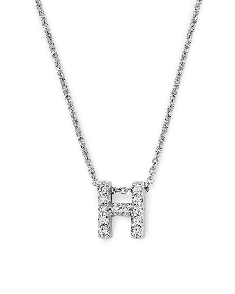 Roberto Coin 18K White Gold Initial Love Letter Pendant Necklace with Diamonds, 16 Product Image