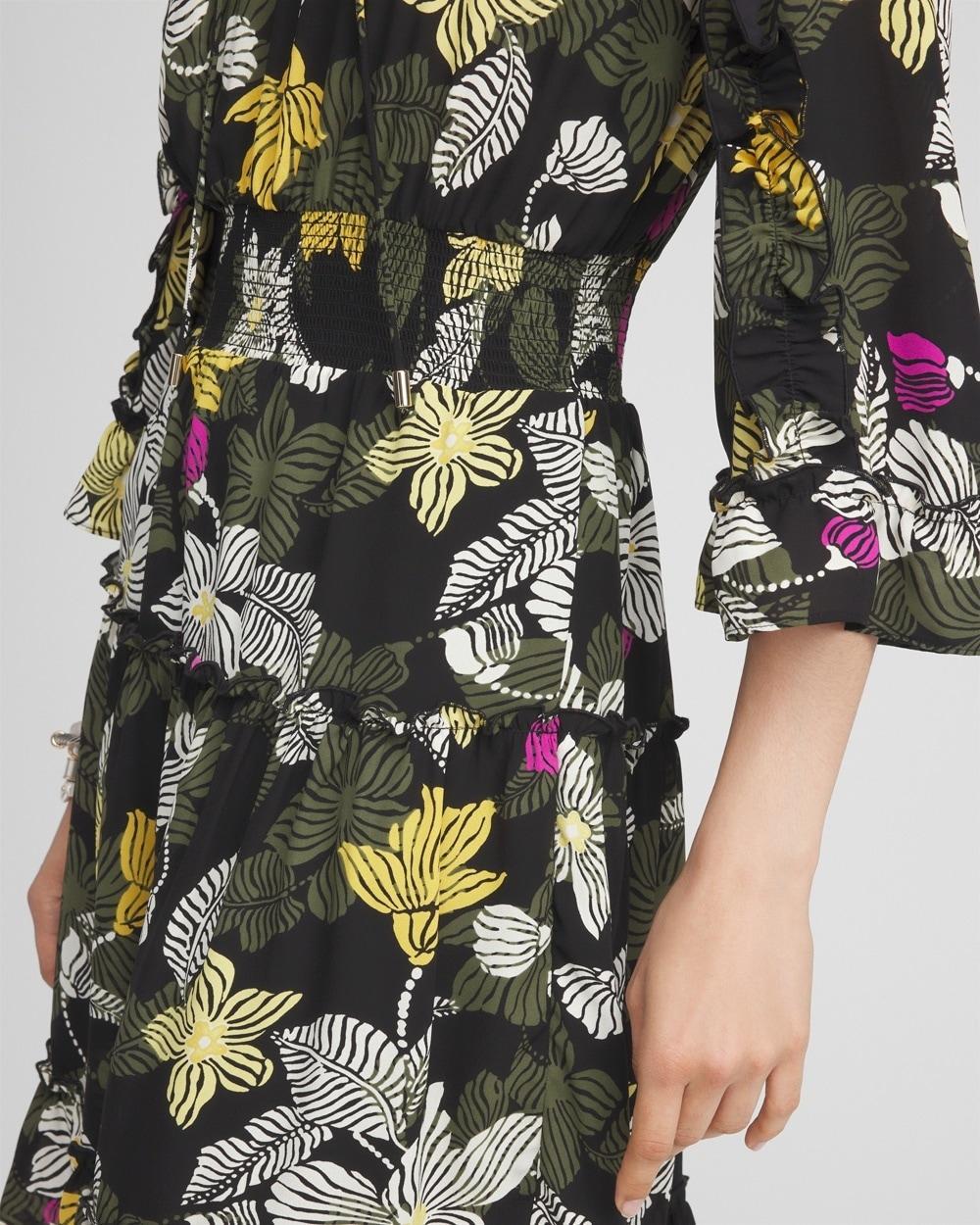 Botanical Ruffle Bell Sleeve Dress Product Image