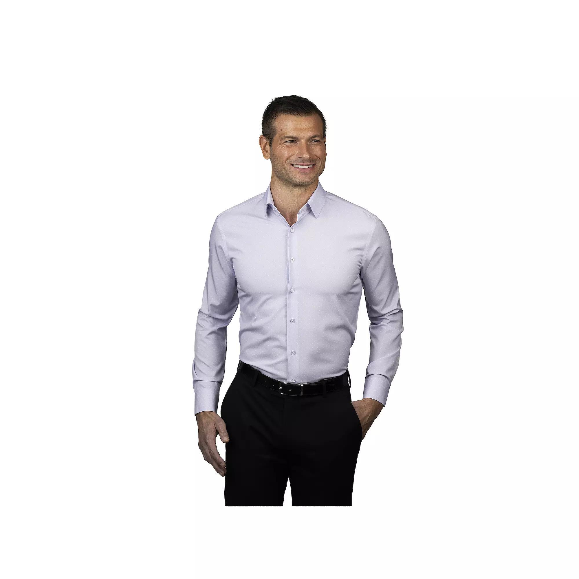 Men's Ben Sherman Slim-Fit Performance Dress Shirt, Size: Large-32/33, Purple Mini Dots Product Image