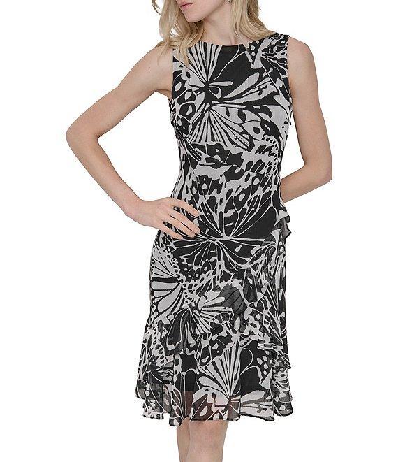 DKNY by Donna Karan Sleeveless Ruffle Hem Shift Dress Product Image