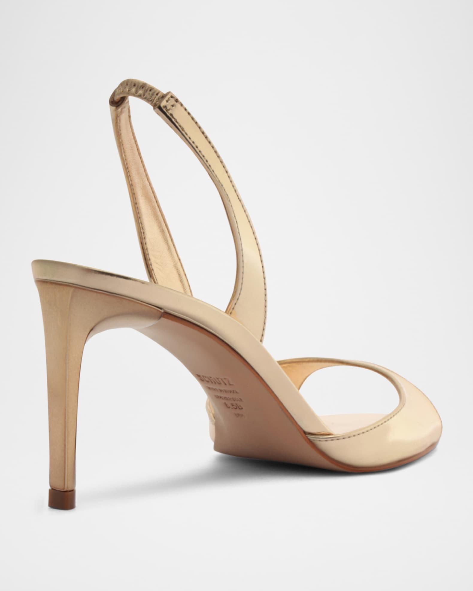 Scarlett Metallic Leather Mid-Heel Slingback Sandals Product Image