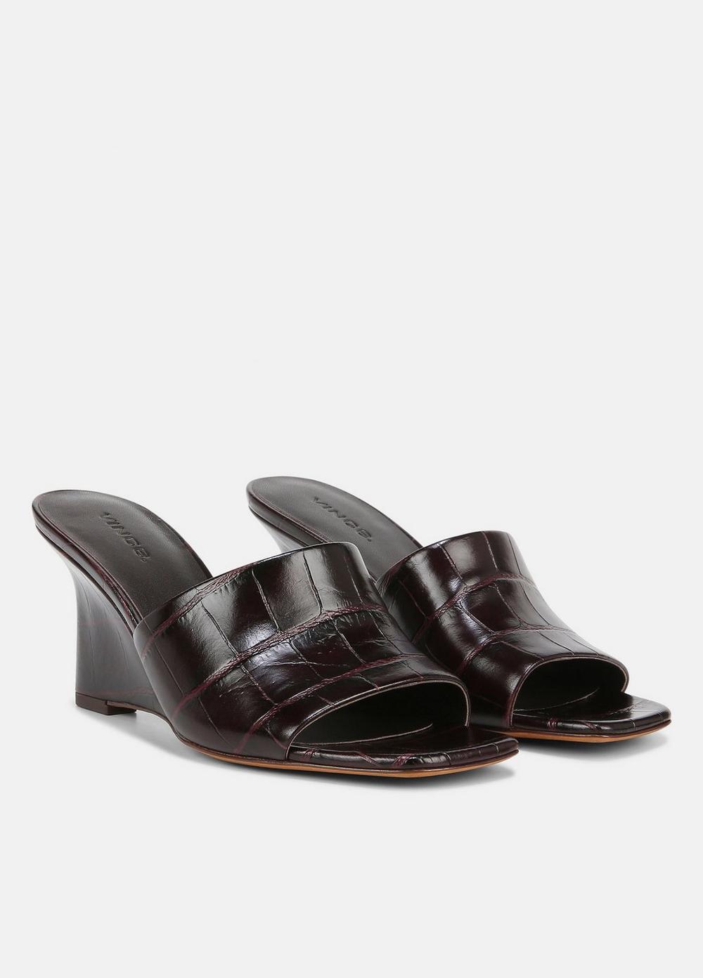 Womens Pia Leather Wedge Sandal, Plum Wine, Size 9.5 Vince Product Image