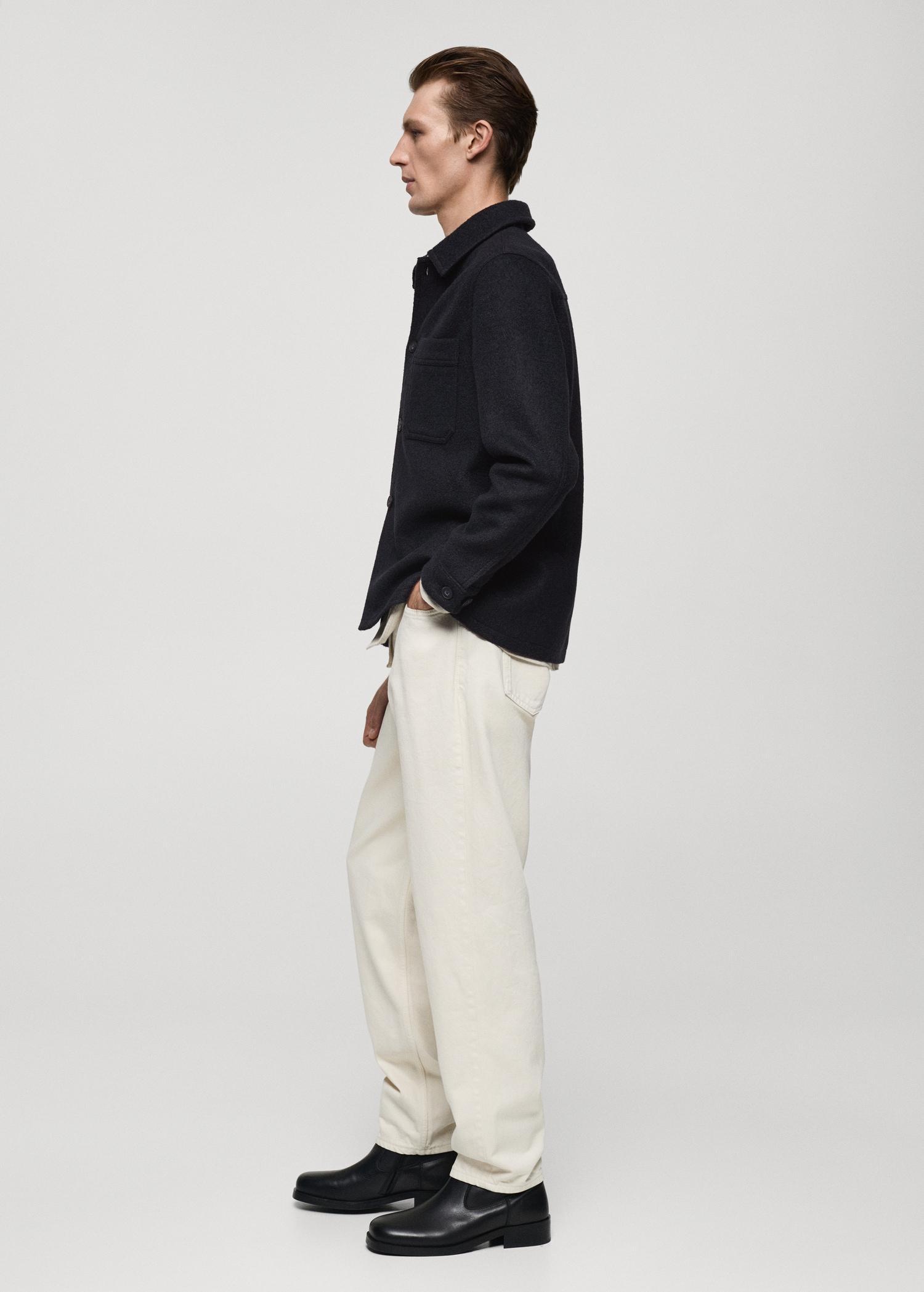 Wool jacket with pockets - Men | MANGO USA Product Image