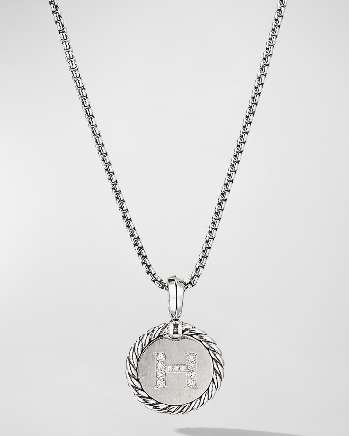 David Yurman Sterling Silver Cable Collectibles Initial Charm Necklace with Diamonds, 18 Product Image