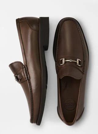 Peter Millar Mens Leather Bit Loafer | Color: Brown | Size: 9 Product Image