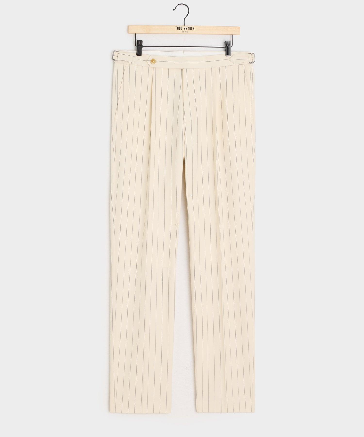 Italian Cotton Linen Striped Side Tab Trouser Product Image