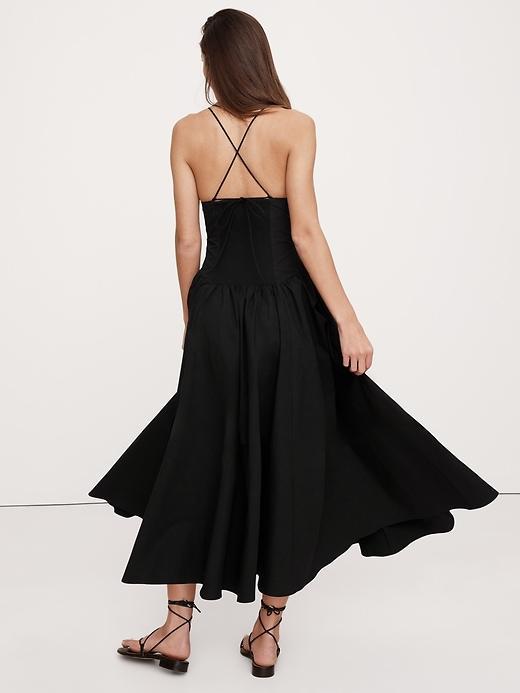 Stretch-Cotton Poplin Long Midi Dress Product Image