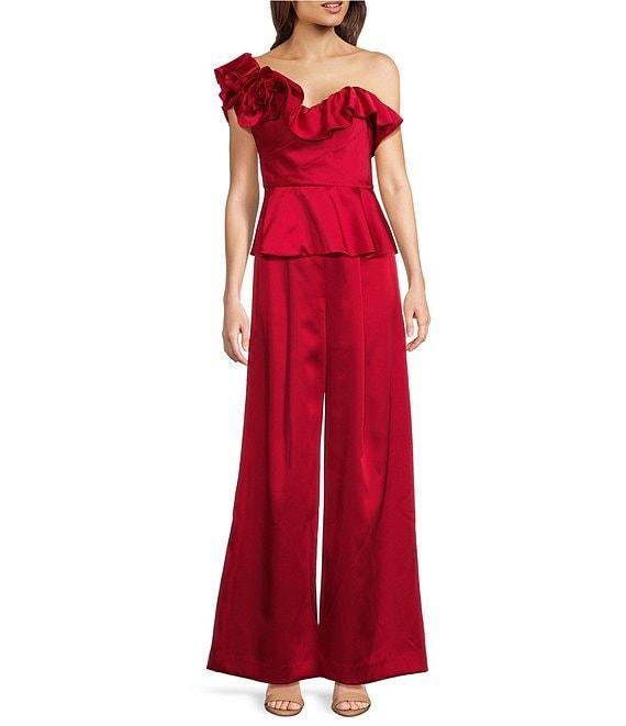 Muse by Marchesa Petunia Satin High Rise Flat Front Wide Leg Full Length Coordinating Pant Product Image