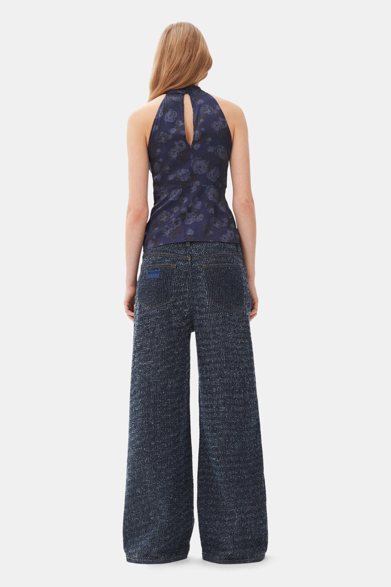 Dark Blue Floral Printed Top Product Image