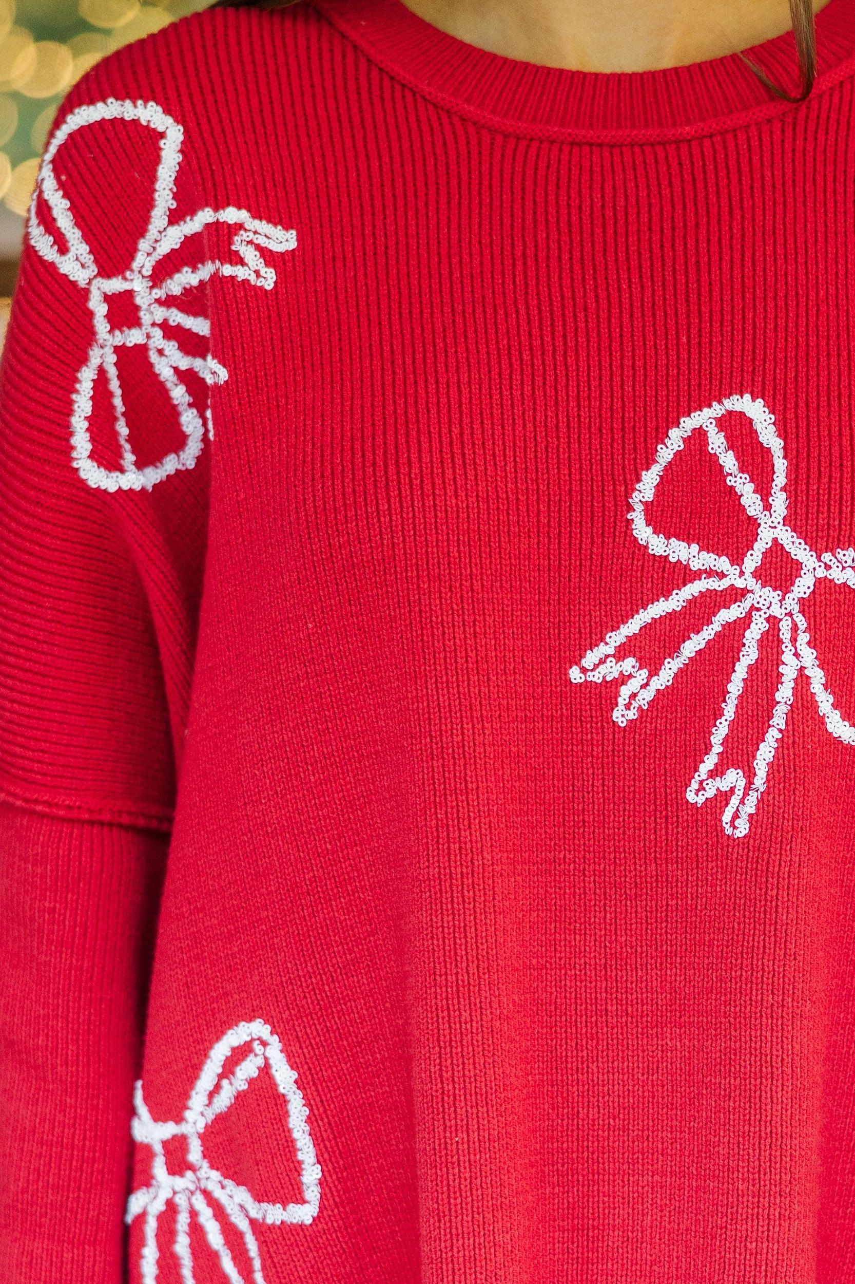 Love You So Red Bows Pullover Female Product Image